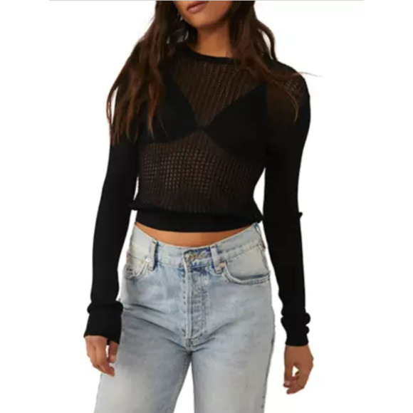 FREE PEOPLE H20 CREW PULLOVER black - Picture 3 of 3